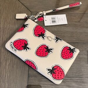 Coach Small Wristlet With Strawberry Print NWT CT892